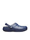 Crocs Classic Fuzz Lined Ανατομικά Σαμπό με Γούνα Μπλε 203591-459