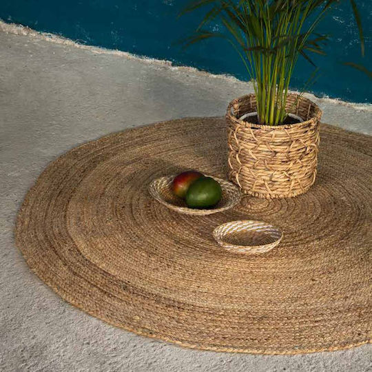 Nima Yoga Χαλί Στρογγυλό Καλοκαιρινό Ψάθινο Μπεζ Φ150cm