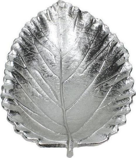 Zaros Decorative Leaf Aluminum Bowl Silver 27x15x27cm