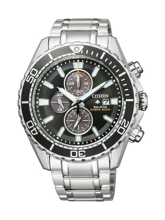 Citizen Promaster Eco - Drive Chronograph Watch with Metal Bracelet Silver