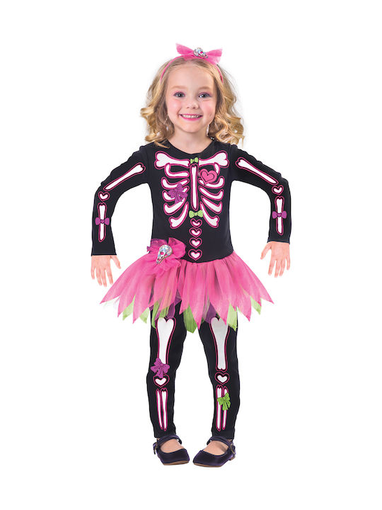 Kids Carnival Costume Fancy Bones Skeleton