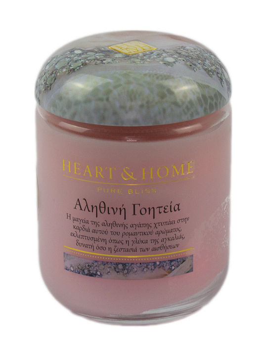 Heart & Home Lumânare Aromată de Soia Borcan cu Aromă Adevărat farmec Roz 340gr 1buc