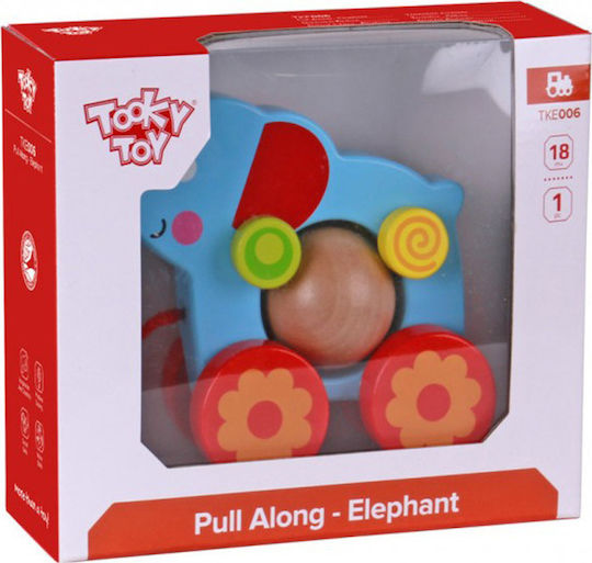 Tooky Toys Pull-Along Toy Sliding Elephant made of Wood for 12++ Months