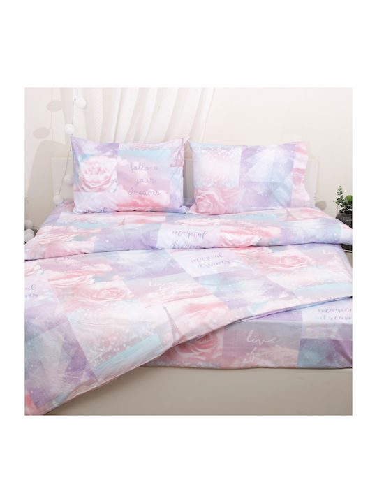 Viopros Bettwäsche-Set King Size 280x265cm. Ντριμ 478109 Rosa 4Stück