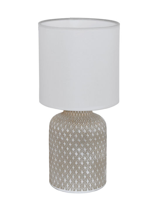 Eglo Ceramic Table Lamp for Socket E14 with White Shade and Gray Base