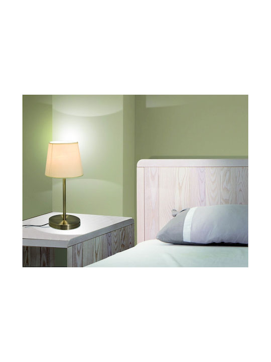 Home Lighting Metal Table Lamp for Socket E27 with White Shade and Silver Base