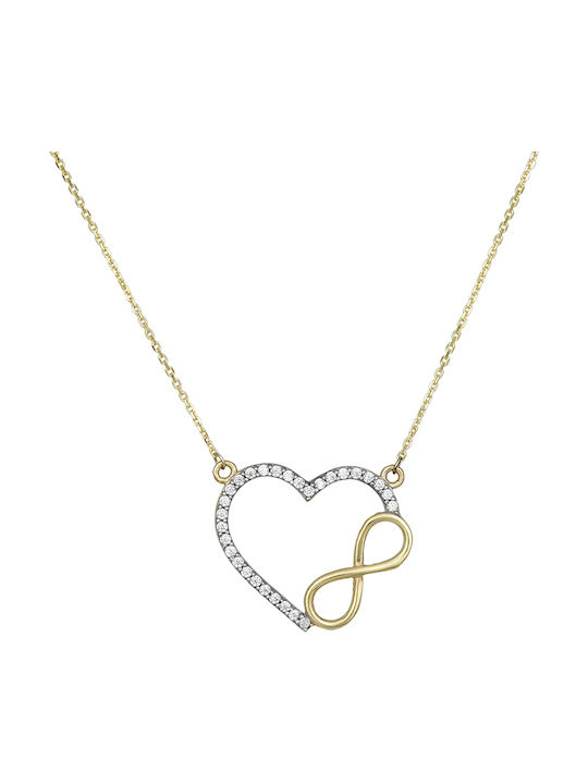 Gold necklace K9 full heart with infinity design 030201 030201 Gold 9 Carat Gold