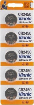 Vinnic Μπαταρίες Λιθίου Ρολογιών CR2450 3V 5τμχ