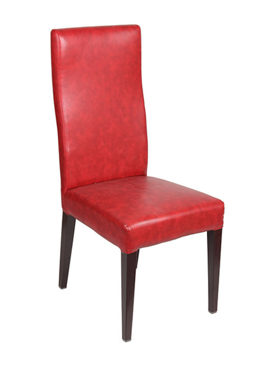 Καρέκλα Τραπεζαρίας με Επένδυση Δερματίνης Κόκκινη 44x49x101εκ.