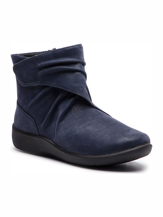 Clarks Sillian Tana Leather Women's Ankle Boots Navy Blue