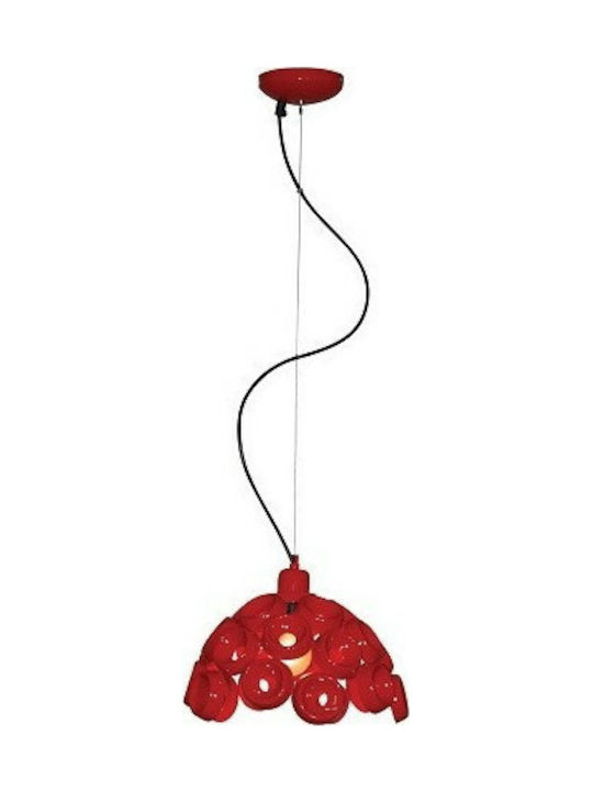 Home Lighting Darina Red Pendant Light Red Bell with Socket E27 36x36x120cm