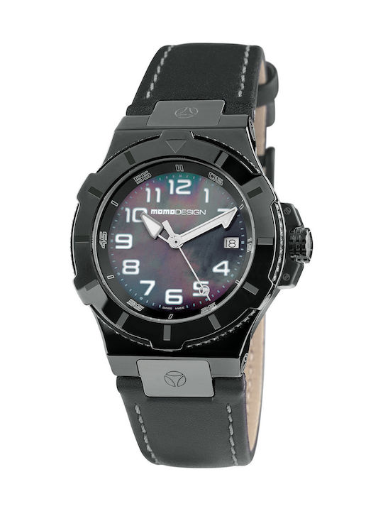 MomoDesign Tempest Lady Watch with Black Leather Strap