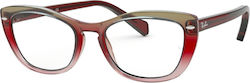 Ray Ban Women's Acetate Butterfly Prescription Eyeglass Frames Red RB 5366 5835