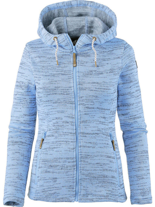 Tava Fleece Γυναικεία Ζακέτα με Φερμουάρ σε Γαλάζιο Χρώμα