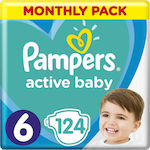 Pampers Πάνες με Αυτοκόλλητο Active Baby No. 6 για 13-18kg 124τμχ