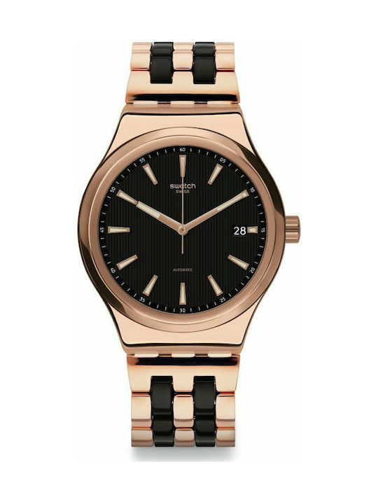 Swatch Sistem Dafne Automatic Uhr Automatisch mit Rose Gold Metallarmband