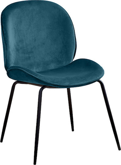 Scarabeo Scaune Sala de mese Catifelate Turcoaz 1buc 49x55x82buc