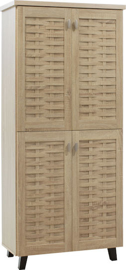 Mantam Wooden Shoe Organizer with 8 Shelves Beige 78x40x170.5cm
