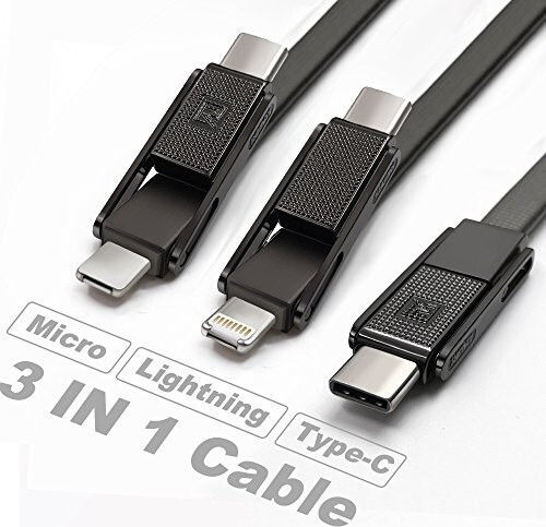 Remax Gplex RC-070th Flat USB to Lightning / Type-C / micro USB Cable Μαύρο 1m