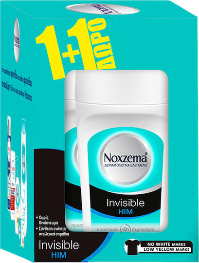 Noxzema Invisible Him Antiperspirant Αποσμητικό 48h σε Roll-On 2x50ml