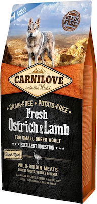 Carnilove Fresh Ostrich & Lamb 1.5kg Trockenfutter ohne Getreide für erwachsene Hunde kleiner Rassen mit Lamm