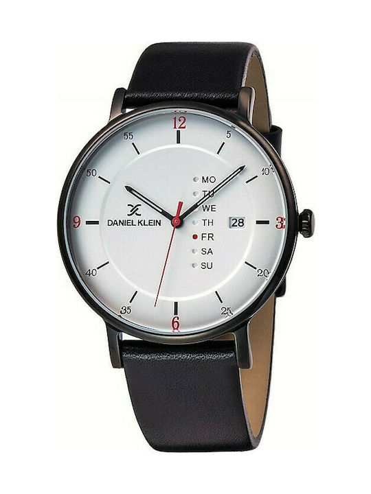 Daniel Klein Watch Battery with Black Leather Strap DK.1.11826-5