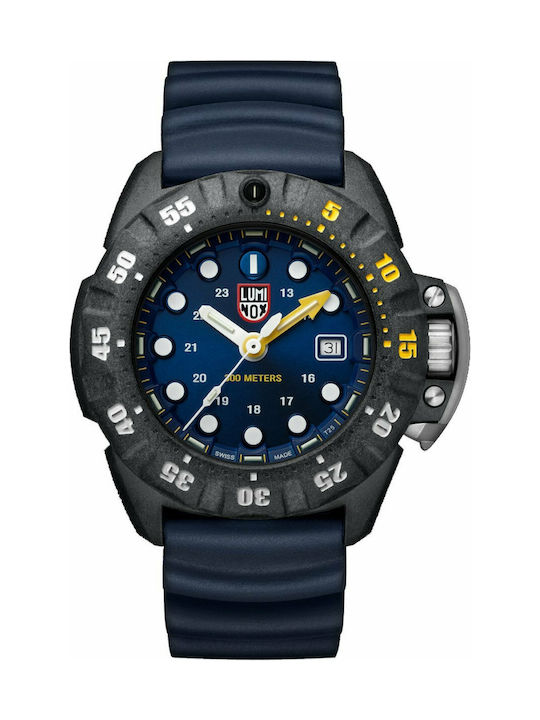Luminox Scott Cassell Deep Dive 1550 Series Watch Battery with Blue Rubber Strap