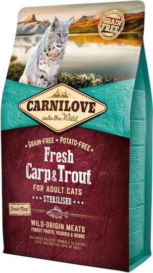 Carnilove Into The Wild Fresh Carp & Trout Dry Food Grain-Free for Adult Sterilized Cats with Trout 6kg