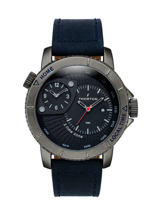 Thorton Horik Ανδρικό Ρολόι 49mm Χρονογράφος Μπαταρίας με Μπλε Καουτσούκ Λουράκι