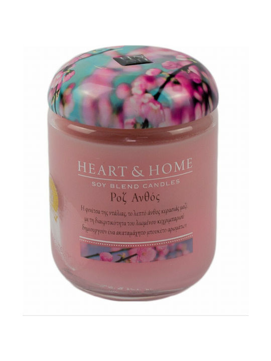 Heart & Home Scented Soy Candle Jar with Scent Pink Blossom Pink 340gr 1pcs