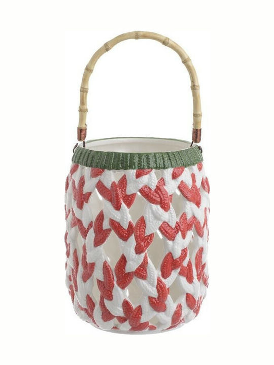 Inart Christmas Ceramic Red Lantern 21x16.5cm