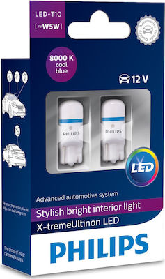 Philips Λάμπες Αυτοκινήτου X-tremeUltinon T10 / W5W LED 8000K Ψυχρό Λευκό 12V 0.9W 2τμχ