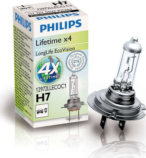 Philips Lămpi Autoturismului & Motocicletei LongLife Ecovision H7 Halogen 12V 55W 1buc