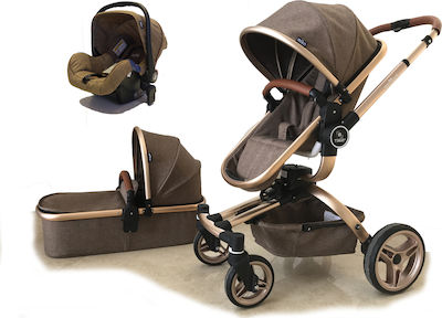 Miko T360 Verstellbar 3 in 1 Baby Kinderwagen Geeignet für Neugeborene Braun T360Brown