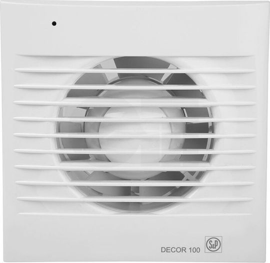 S&P Decor-100CR Επιτοίχιος Εξαεριστήρας Μπάνιου 100mm Λευκός