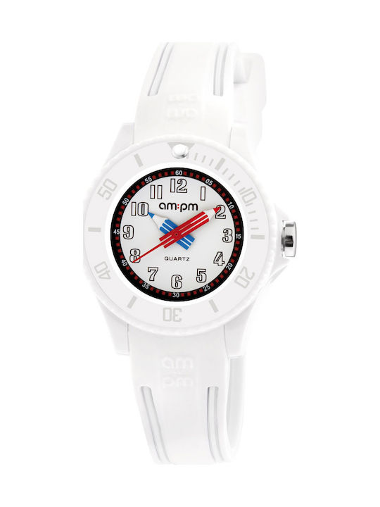 am:pm Kids Analog Watch with Rubber/Plastic Strap White