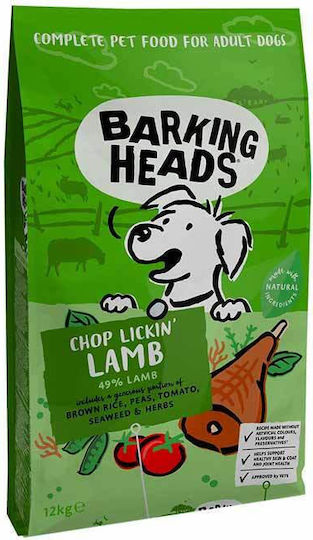Barking Heads Chop Lickin' Lamb 12kg Trockenfutter ohne Gluten für erwachsene Hunde mit Lamm und Brauner Reis