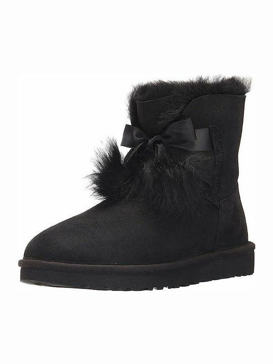 Ugg Australia Gita Suede Γυναικεία Μποτάκια με Γούνα Μαύρα