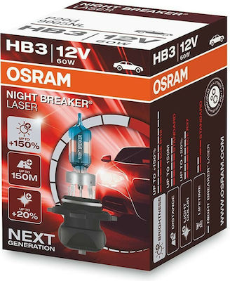 Osram Lămpi Autoturismului Night Breaker Laser +150% HB3-9005 Halogen 12V 60W 1buc