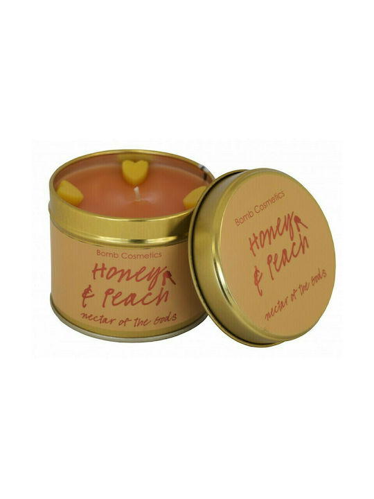 Bomb Cosmetics Aromatic Candle in Metal Box with Honey & Peach Perfume Tinned Candle 160g