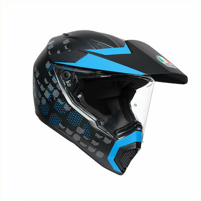 AGV AX-9 Dual On-Off Helmet with Pinlock DOT / ECE 22.05 1540gr Antartica Matt Black / Cyan KR3797