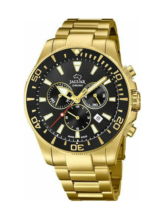 Jaguar Watch Chronograph Battery with Gold Metal Bracelet J864/3