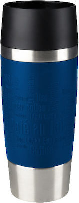 Tefal Travel Mug Glass Thermos Stainless Steel Blue 500ml with Mouthpiece K30822