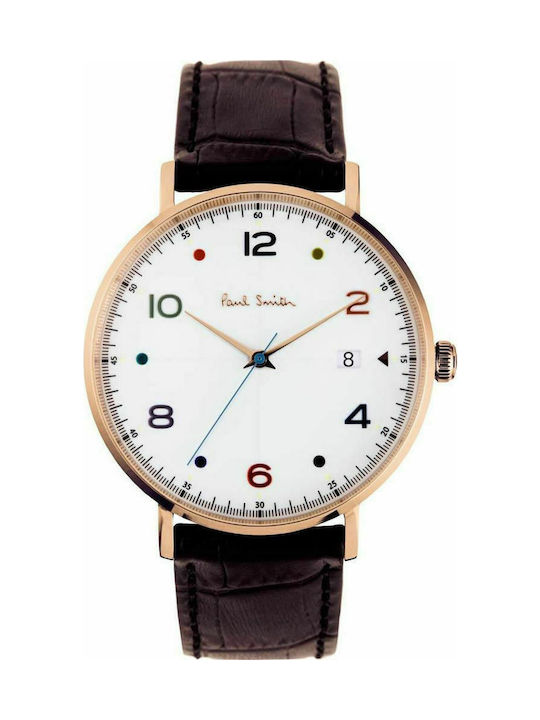 Paul Smith Gauge Watch Battery with Brown Leather Strap