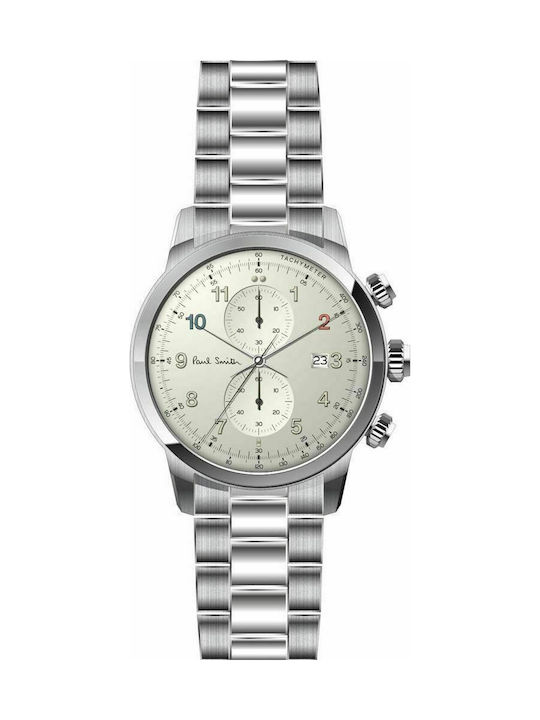 Paul Smith Gauge Chrono Watch Chronograph Battery with Silver Metal Bracelet
