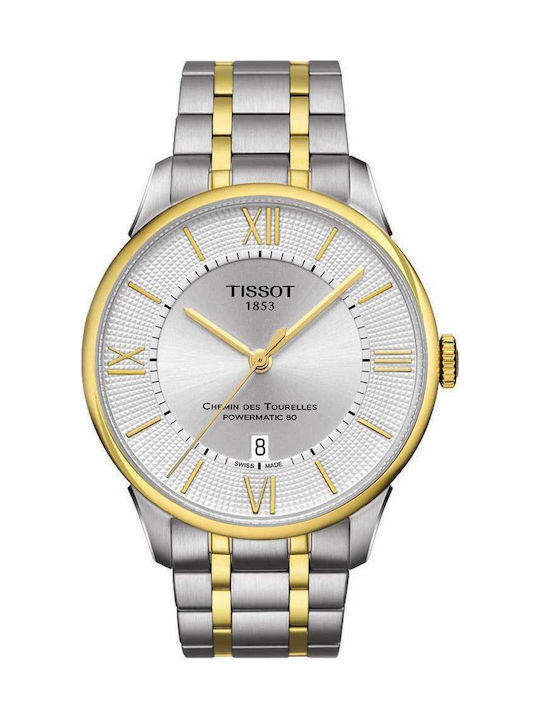 Tissot Chemin des Tourelles Mens Watch Automatic with Silver Metal Bracelet
