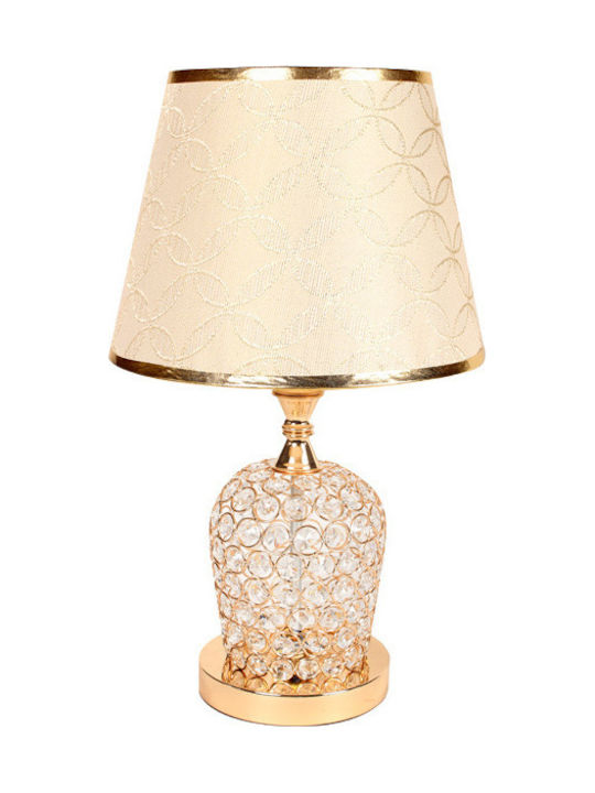 Keskor Crystal Table Lamp for Socket E27 with Gold Shade and Base