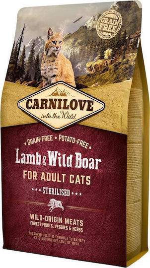 Carnilove Into The Wild Lamb & Wild Boar Ξηρά Τροφή χωρίς Σιτηρά για Ενήλικες Στειρωμένες Γάτες με Αρνί / Αγριογούρουνο 6kg