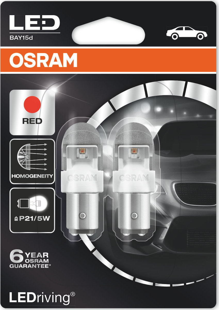 Osram P21/5W LEDriving Premium Red 12V 2τμχ - Skroutz.gr