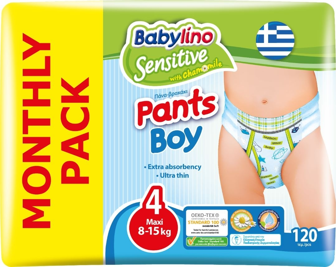 8 – 15 kg Babylino Sensitive Pants Boy Maxi 120 couches Culotte Taille 4 